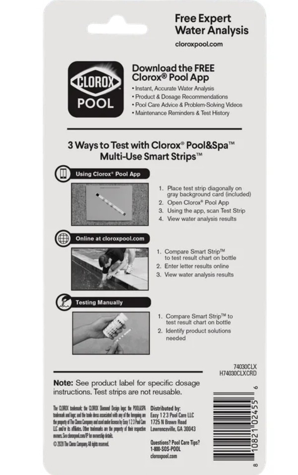 Clorox POOL & SPA 30 Multi-Use Smart STRIPS - Test Anytime, Anywhere Solutions
