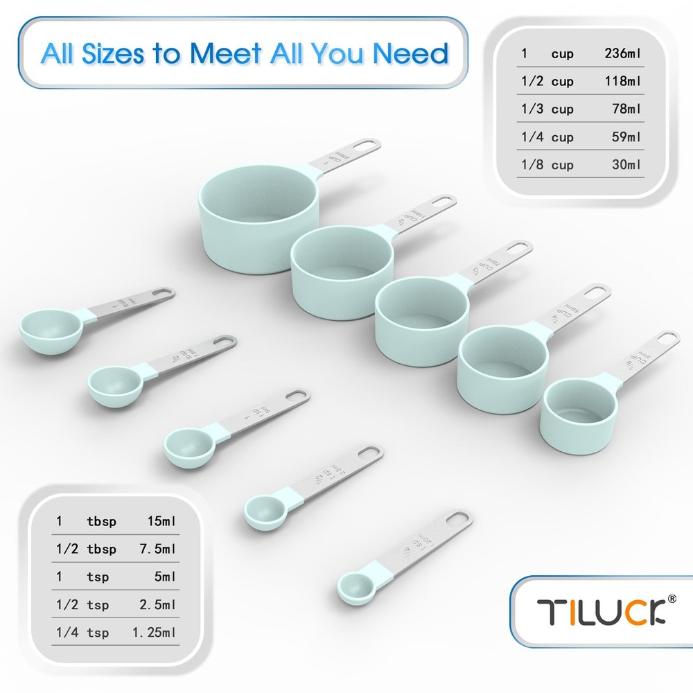 Measuring Cups & Spoons Set, Stackable Cups and Spoons, Nesting Measure Cups wit