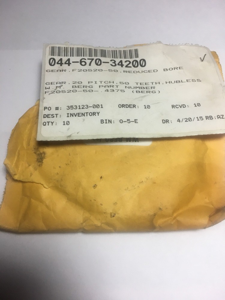 F20S20-50-.4375 W.M. BERG GEAR