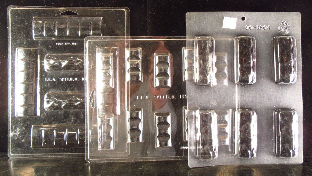 3 Plastic Chocolate Bar Candy Molds ILA, CK