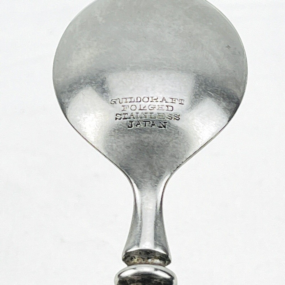 VTG Mid Century Guildcraft Forged Stainless Black Handle Pattern SS Flatware Set