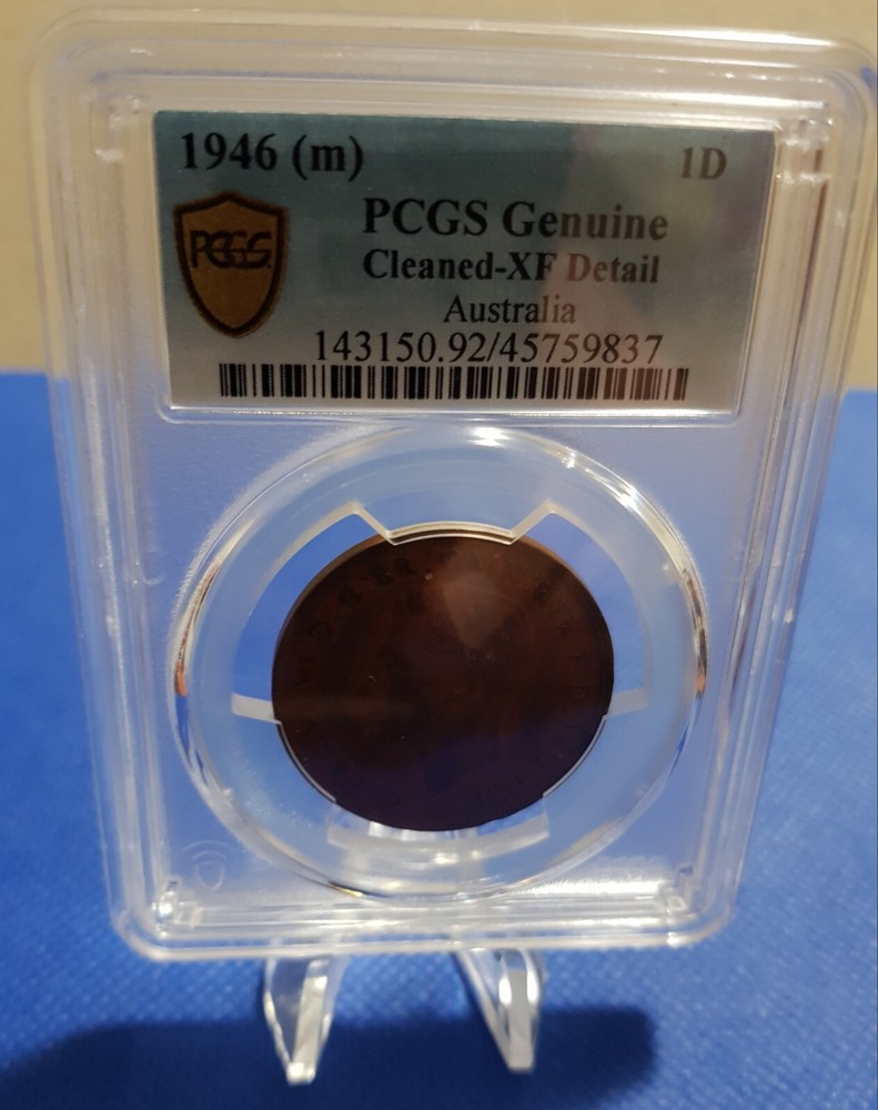 1946 (m) AUSTRALIAN PENNY CLEANED PCGS EF DETAILS