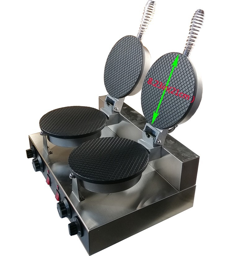 Ice Cream Waffle Cone Maker Machine Non-stick Double-head Egg Roll Making 110V