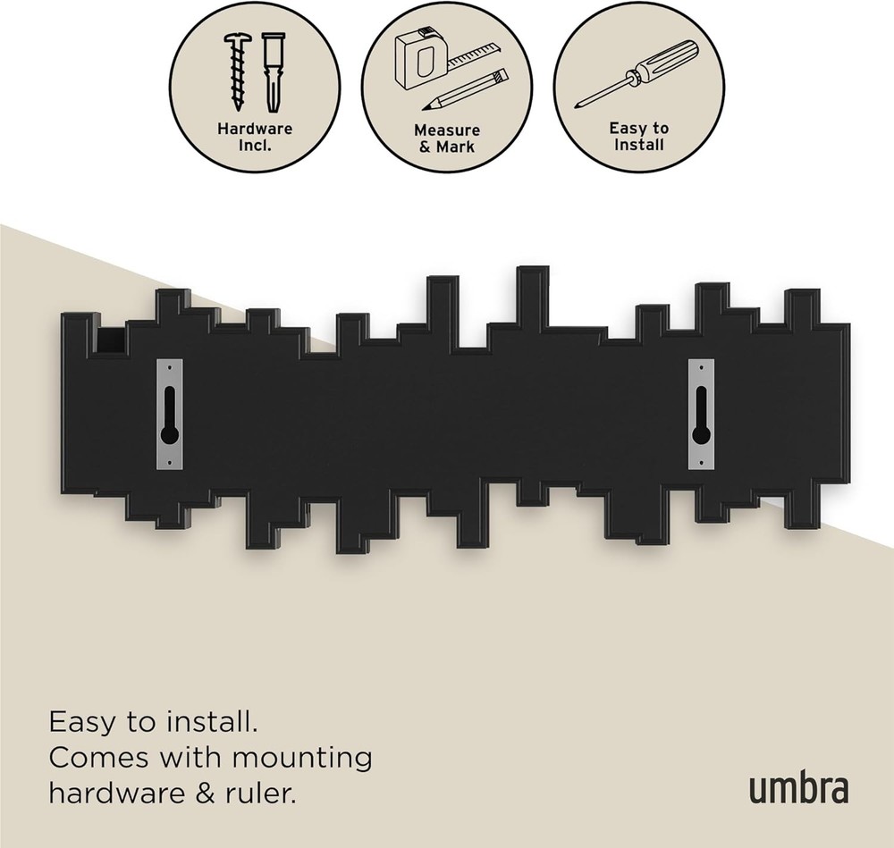Sticks Wall-Mounted Coat Rack Rail Hook W/ 5 Retractable Pegs – Modern