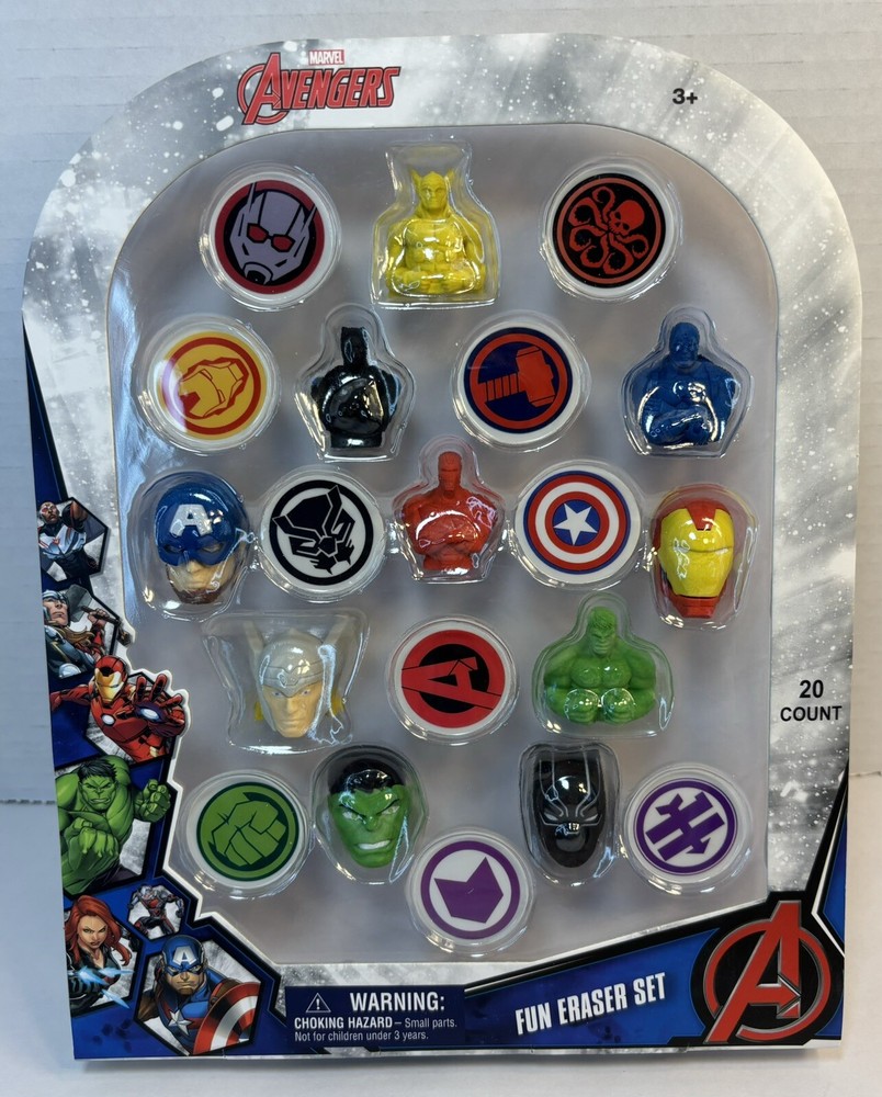 Marvel Avengers Eraser Set NIB 20 pc