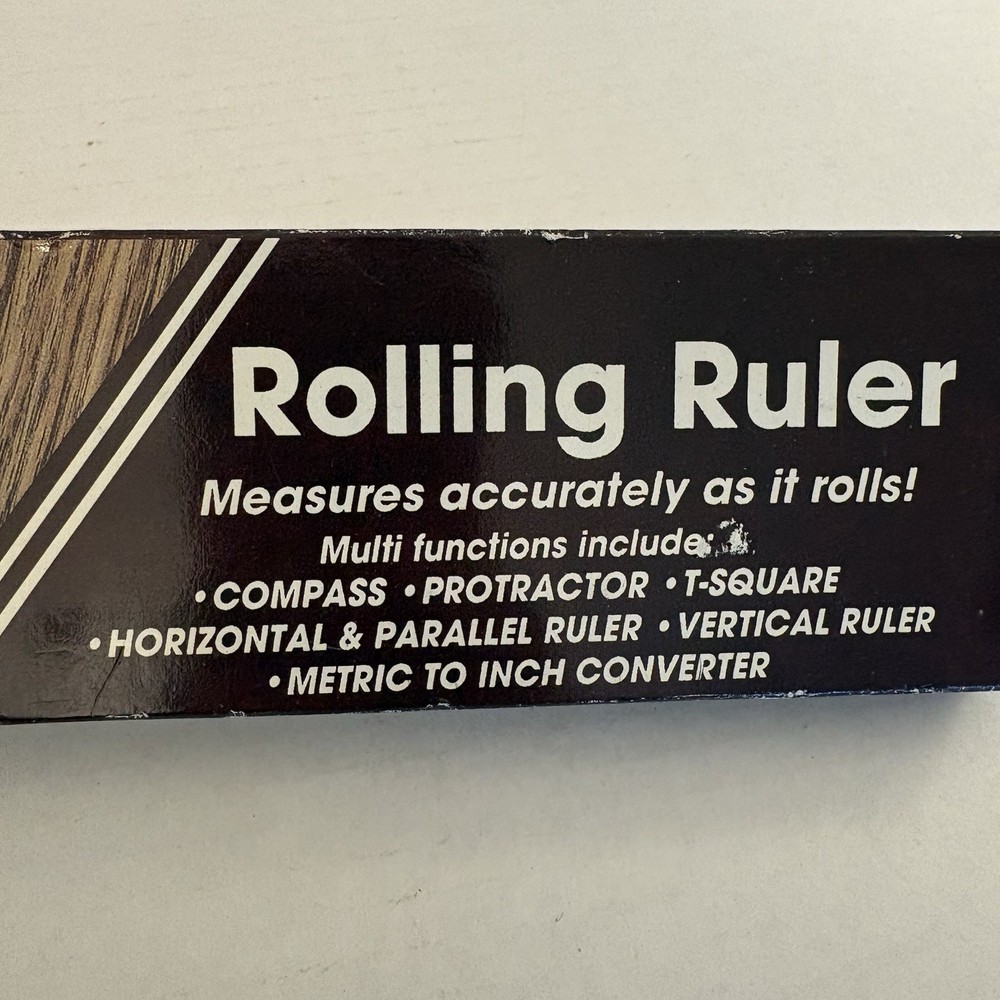 Vtg 1990’s Rolling Ruler Design Drawing Measuring Multi Tool Engineering Art