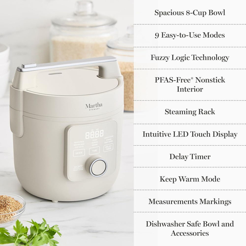 Rice Cooker, 4 Cup (Uncooked) / 8 Cup (Cooked), Ceramic Non-Stick Removable Pot,