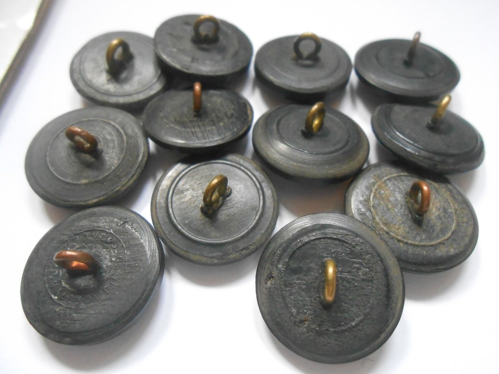 12 Royal Navy black compressed horn 2cm RN uniform buttons