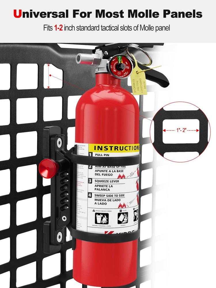 MOLLE Panel Fire Extinguisher Mount Kit Fits 1"-2" Rigid MOLLE Panel Holes, Q...