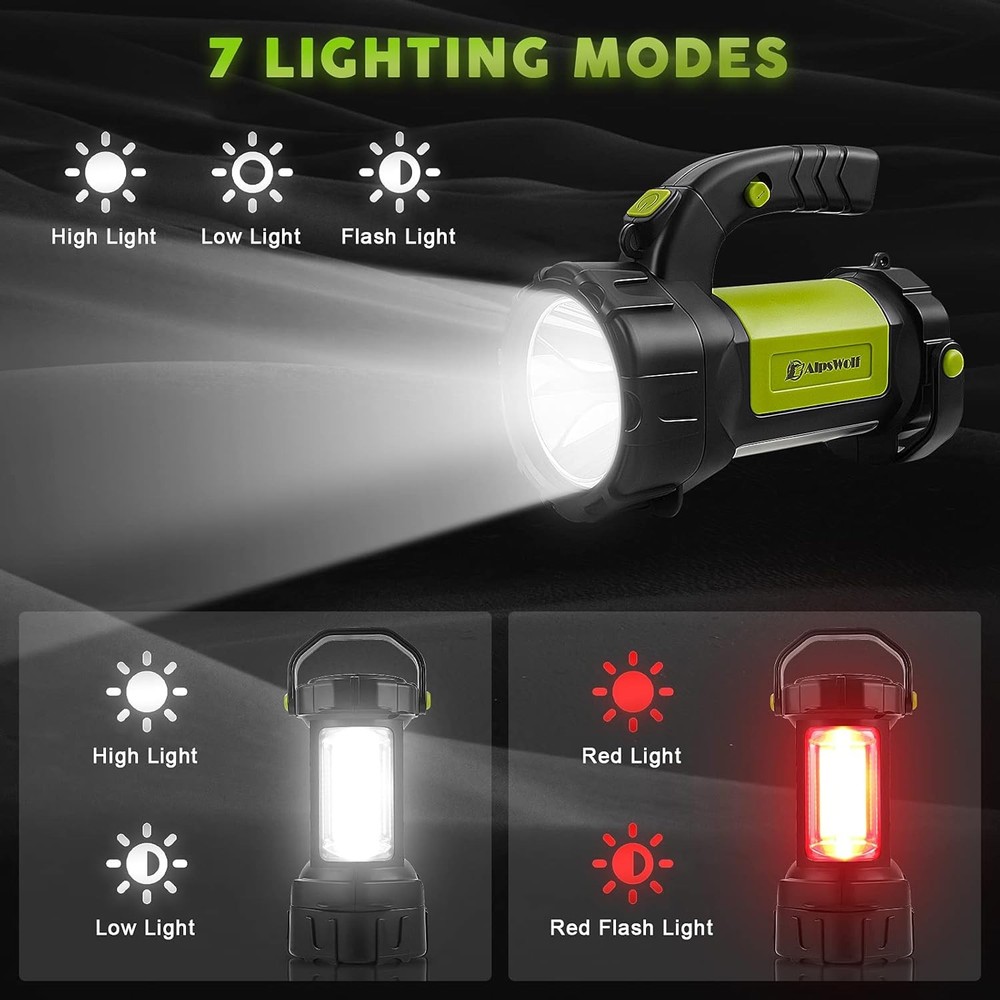 AlpsWolf Camping Lantern Rechargeable, LED Flashlight Spotlight Green