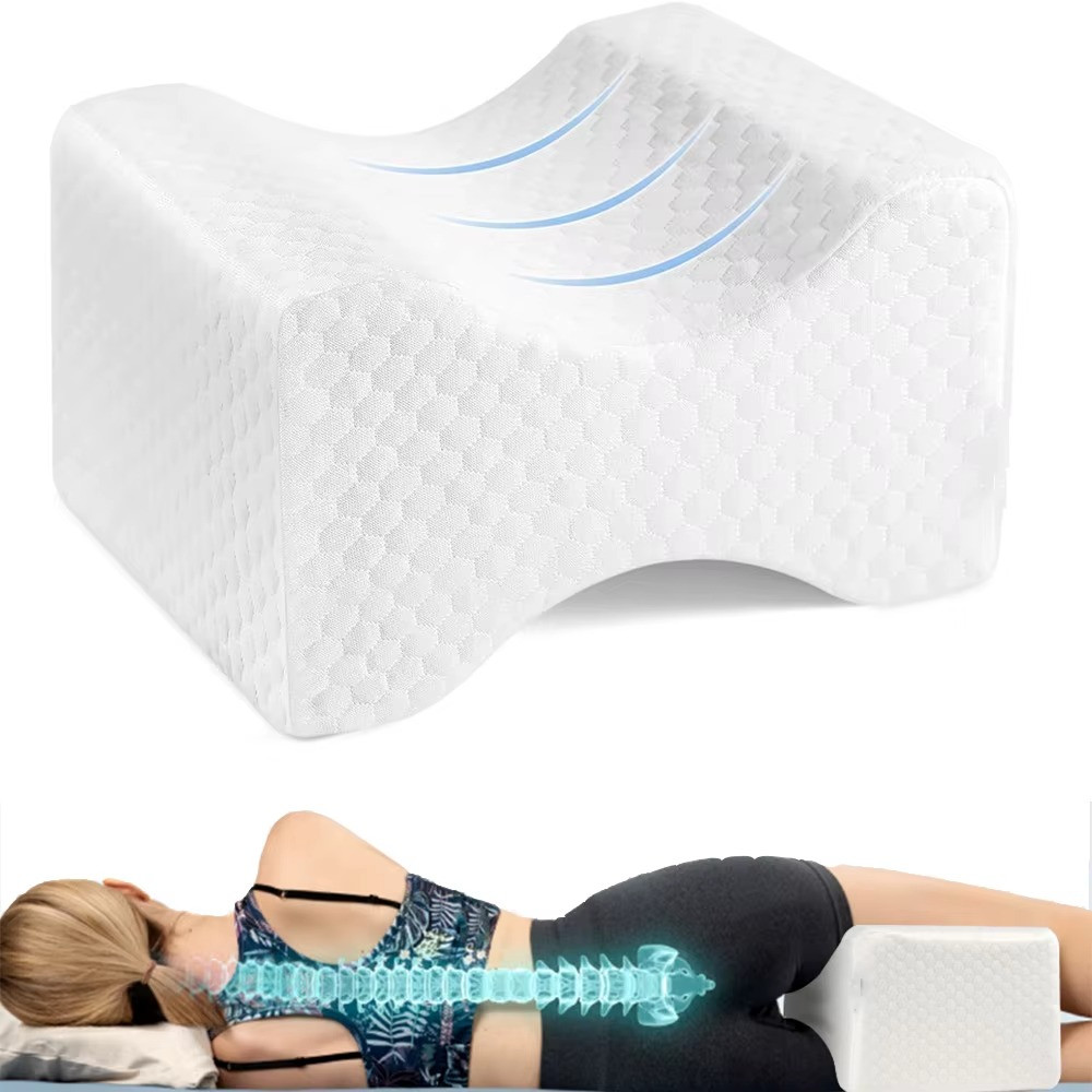 Knee Leg Pillow For Sleeping Cushion Support Between Legs Rest Memory Foam white