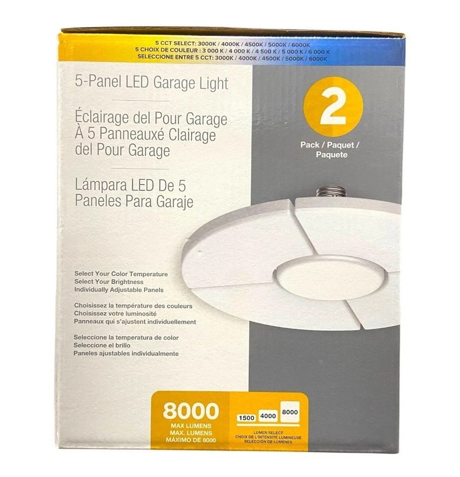 5-Panel LED Garage Light, 2 Pack NEW
