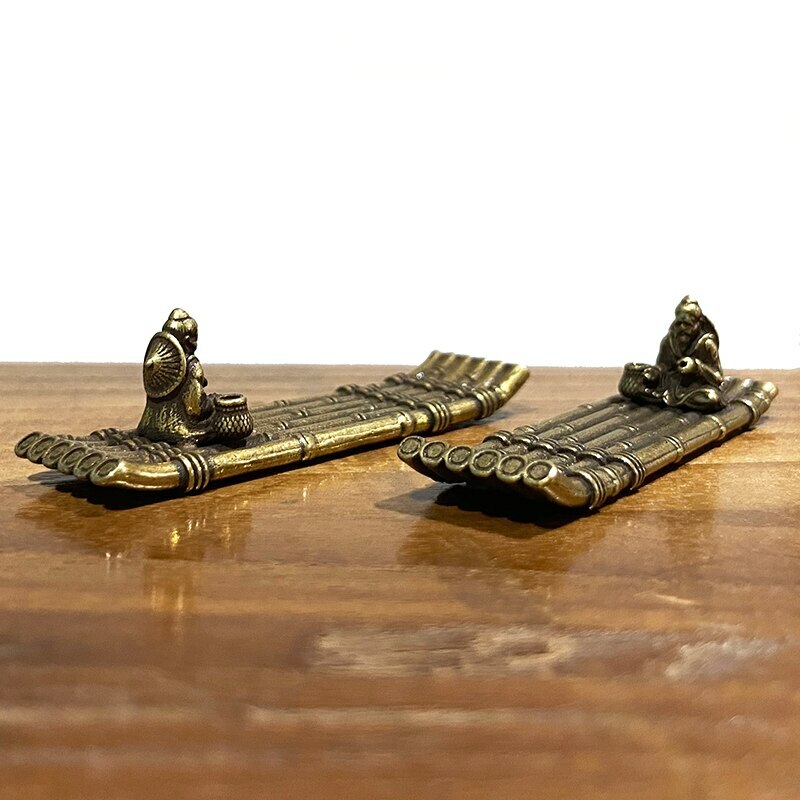 Brass Bamboo Raft Incense Burner Antique Handmade Decorative Items