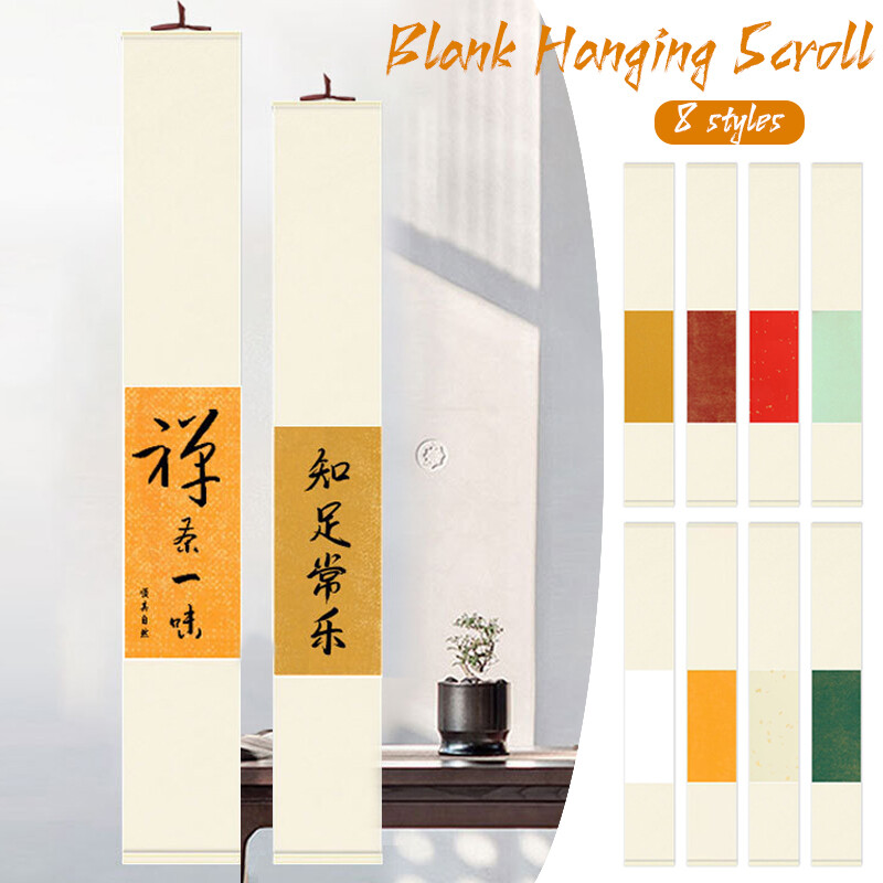 Blank Plain Hanging Scroll Calligraphy Painting Drawing DIY Crafts Decor Gift