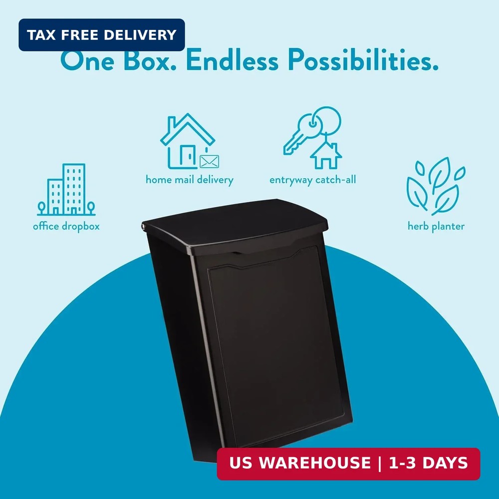 Architectural Mailboxes 2681B Black Marina Wall Mount Mailbox, Small