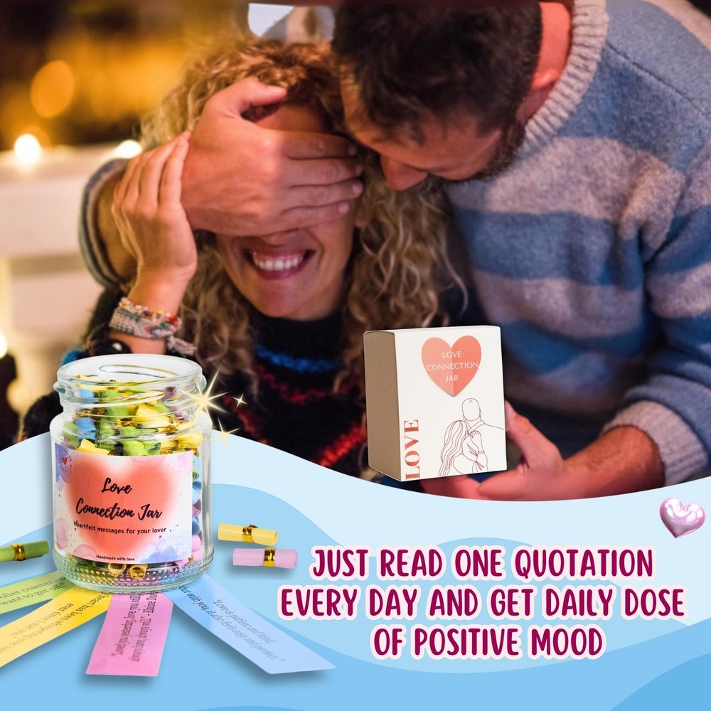 90 PCS Love Notes Jar, Long Distance Relationship Gift, Connection Jar