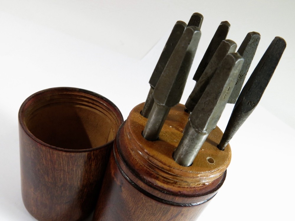 Antique Hand Turned Solid Maple Storage Box with a Set Brace Drill Bits