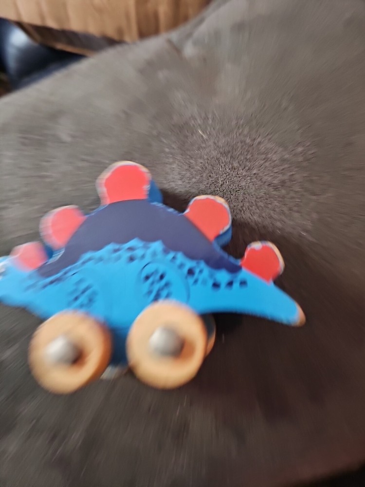 Wooden Happy Dinosaur Stegasaurus Pull Toy Approx 3" - No Pull String