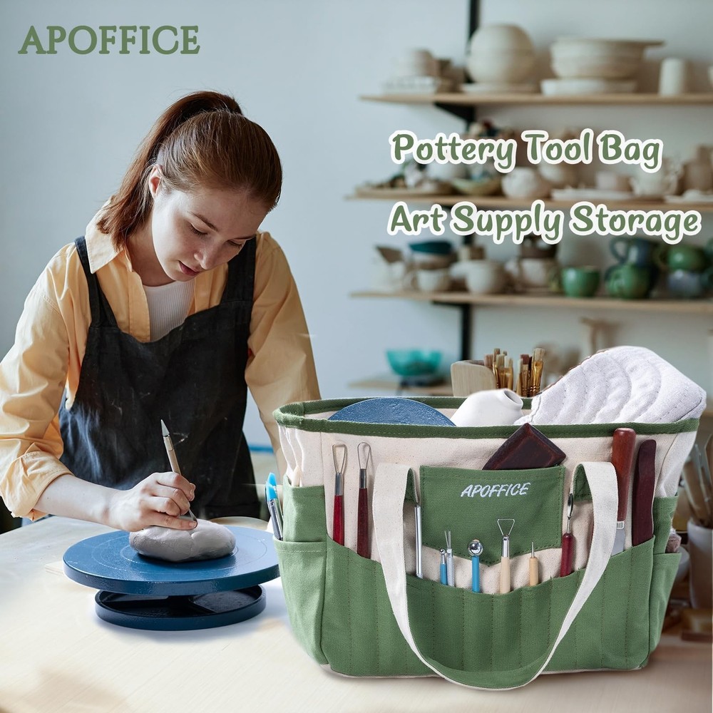 Pottery Tools Bag with Pockets for Clay Sculpting Tools, Ceramic Tools– Ar
