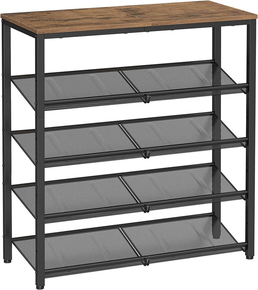 VASAGLE 5Tier Adjustable Industrial Shoe Rack Organizer for Entryway
