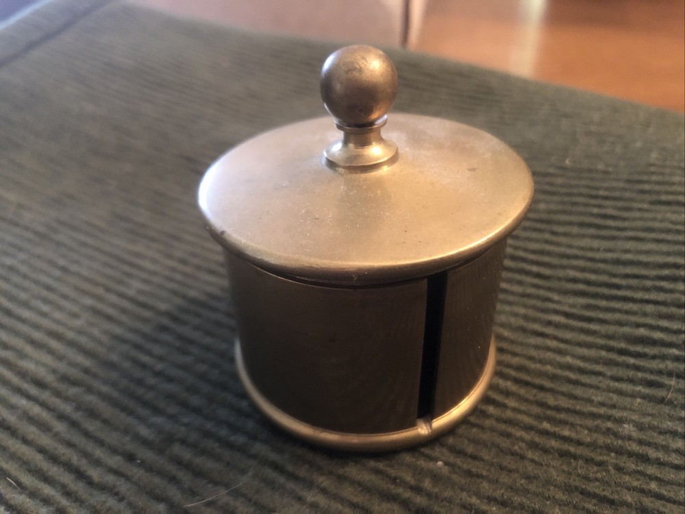 Vintage Gatco Solid Brass Stamp Dispenser Trinket Box Pristine Condition