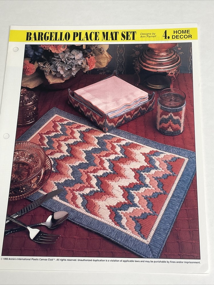 Bargello Place Mat Set Annie's Plastic Canvas Pattern