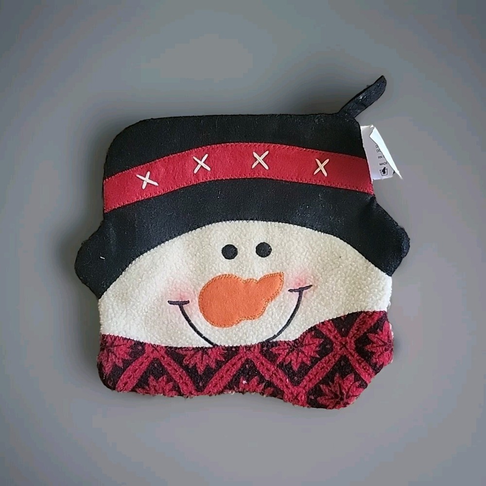 Oven Mit Snowman Small Red Black White Orange