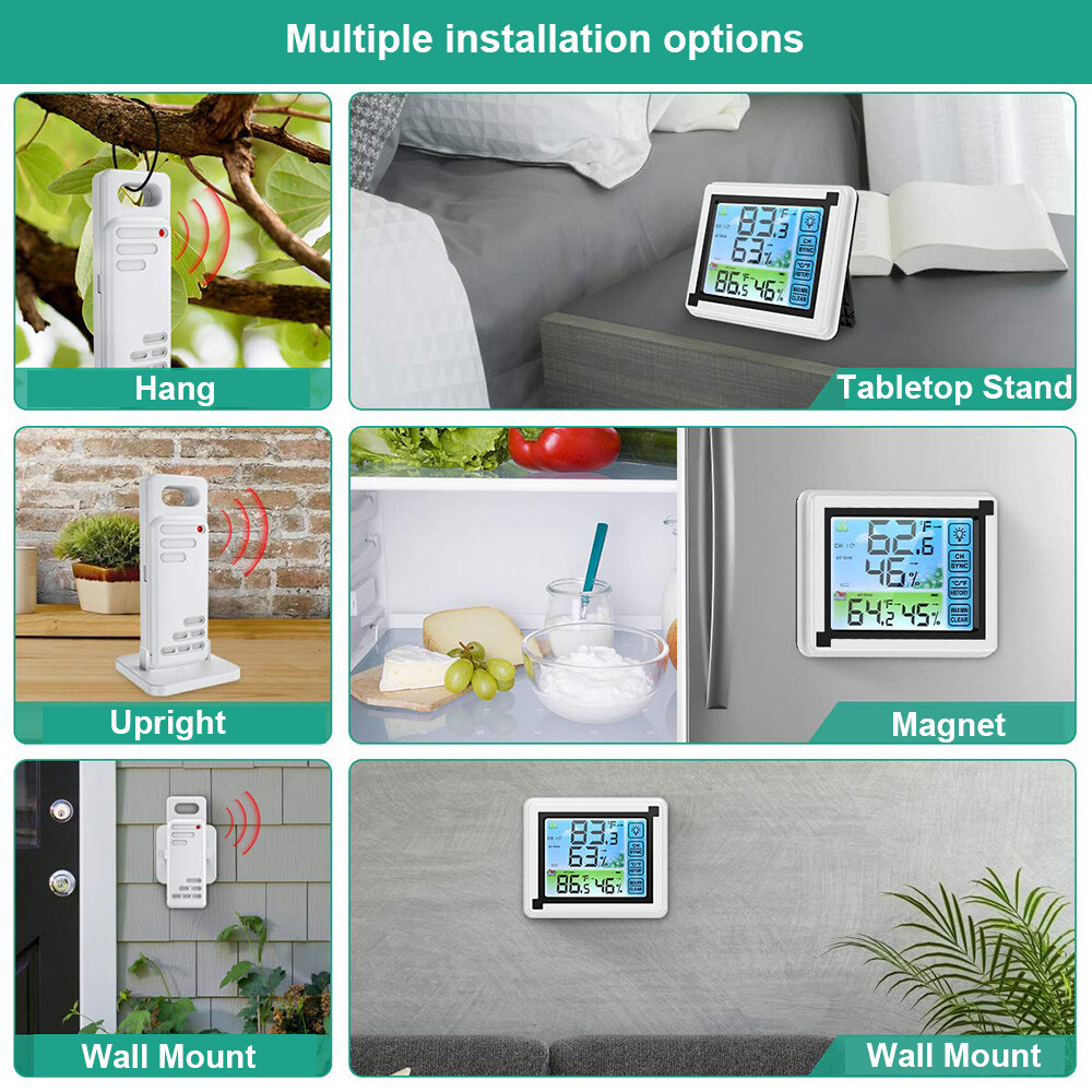 Digital Thermometer Wireless Temperature Humidity In/Outdoor With Transmitter US