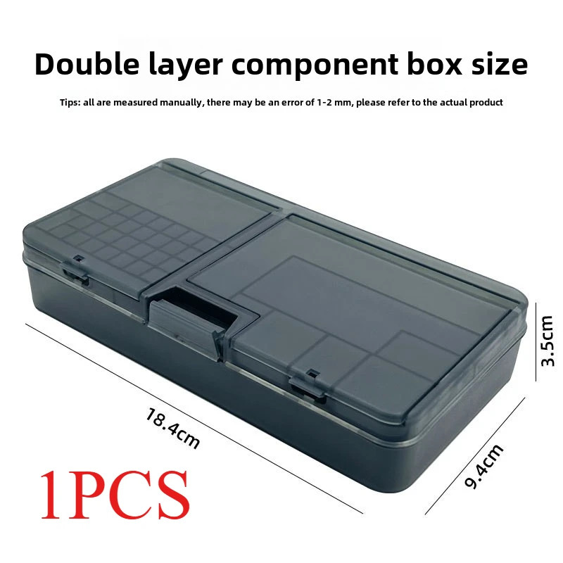 Bright Black Double-Layer Electronic Component Storage Box Screw Accessories Org