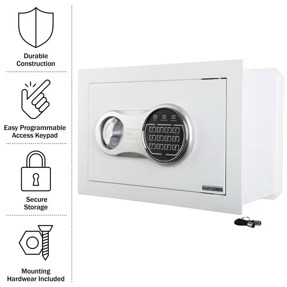 Digital Personal Home in Wall Safe, White