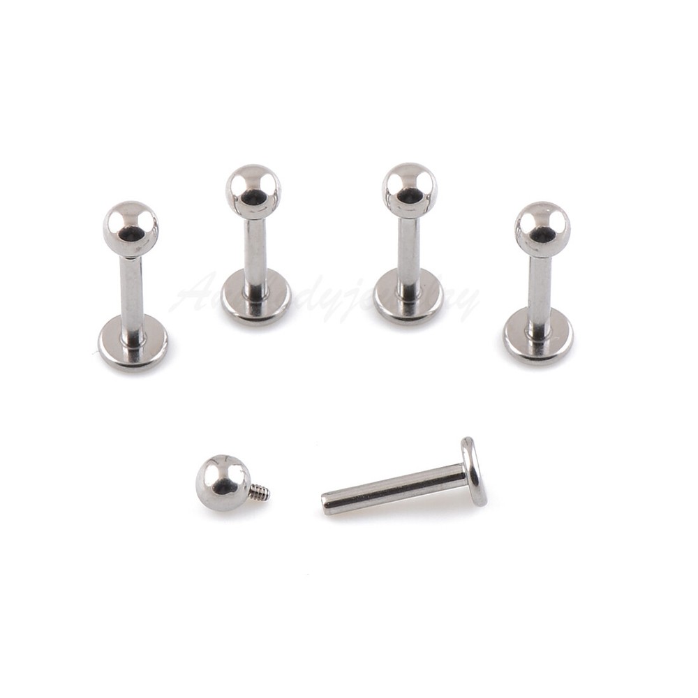 16g 14g Internally Threaded Titanium Labret Lip Monroe Cheek Tragus Ring Stud