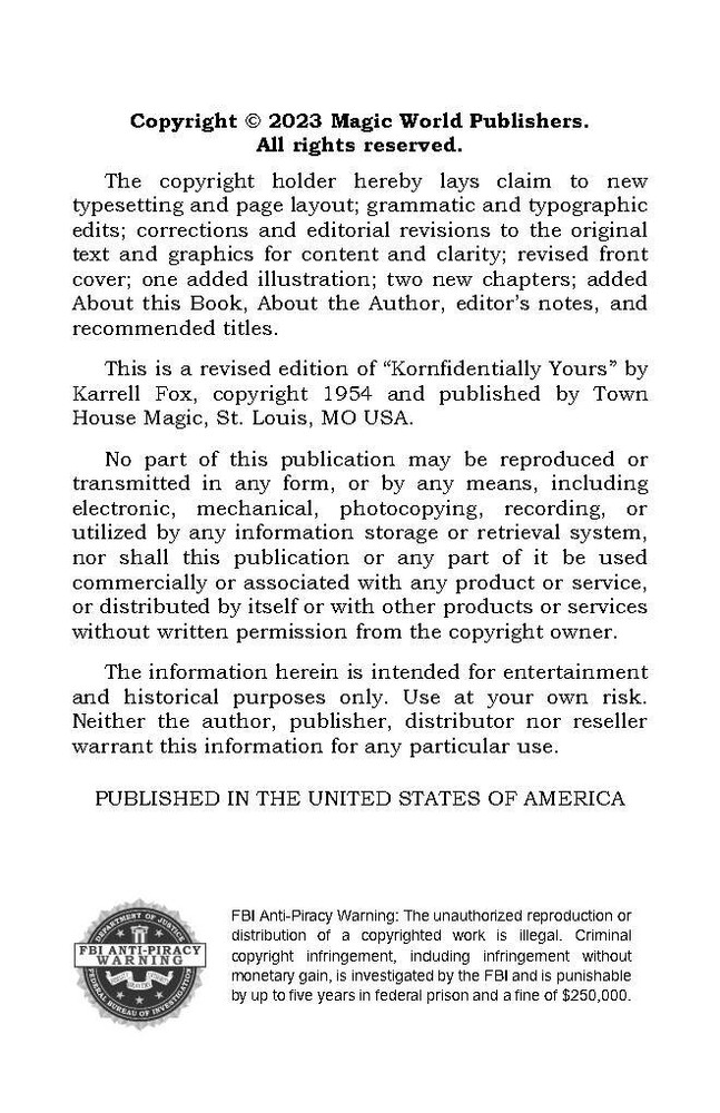 Kornfidentially Yours by Karrell Fox (Comedy magic)