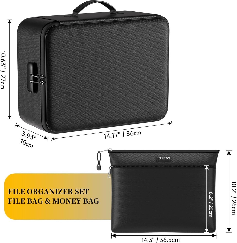 Large Fireproof Document Organizer with Lock - Safe Storage for Papers & Laptop