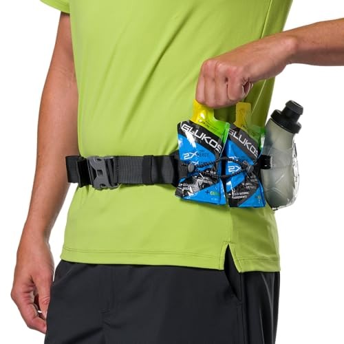 Running Belt Hydration with Flasks, Storage Pockets, Trail Mix Black Regular