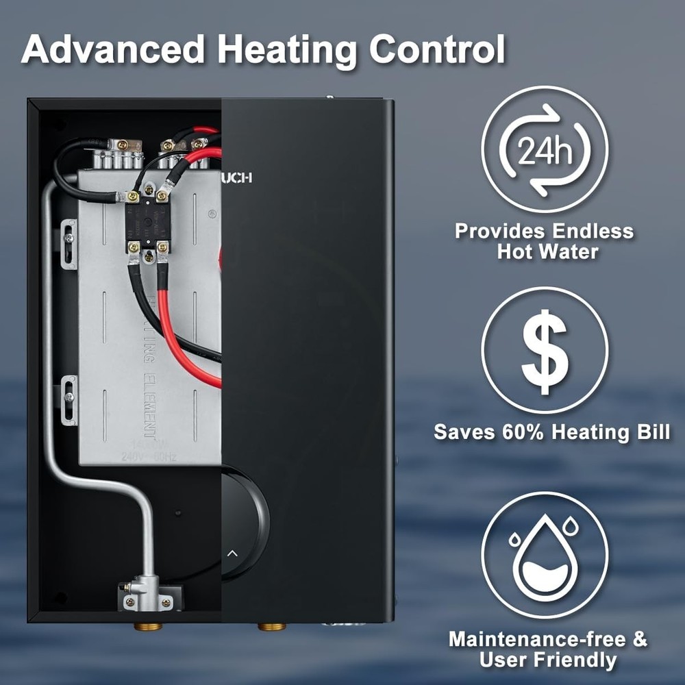 ECOTOUCH 24kW Tankless Water Heater 240V 5.8GPM On Demand Black