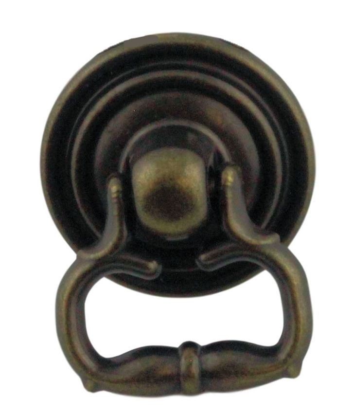 1" Small Jewelry Box Ring Pull - Antique Brass