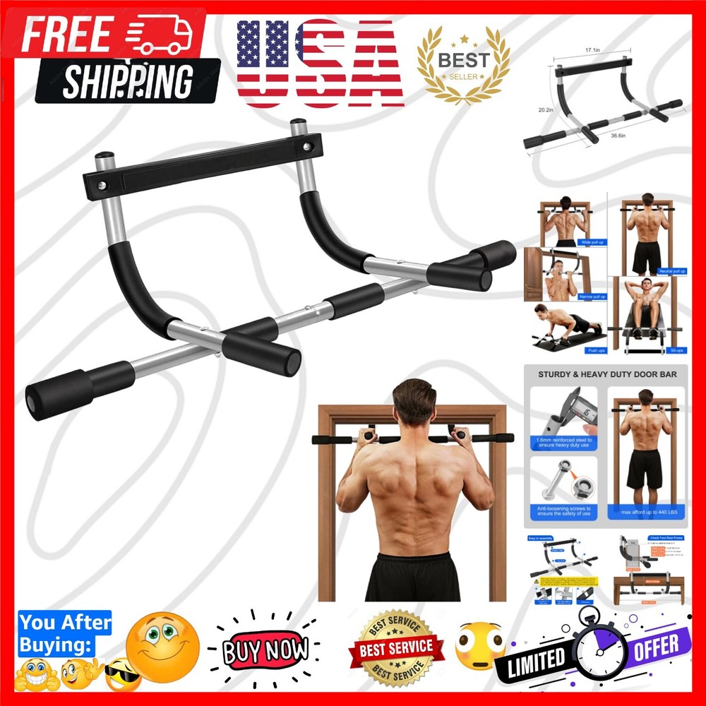 Quick Install Door Pull Up Bar – Adjustable Width for Total Upper Body Workout
