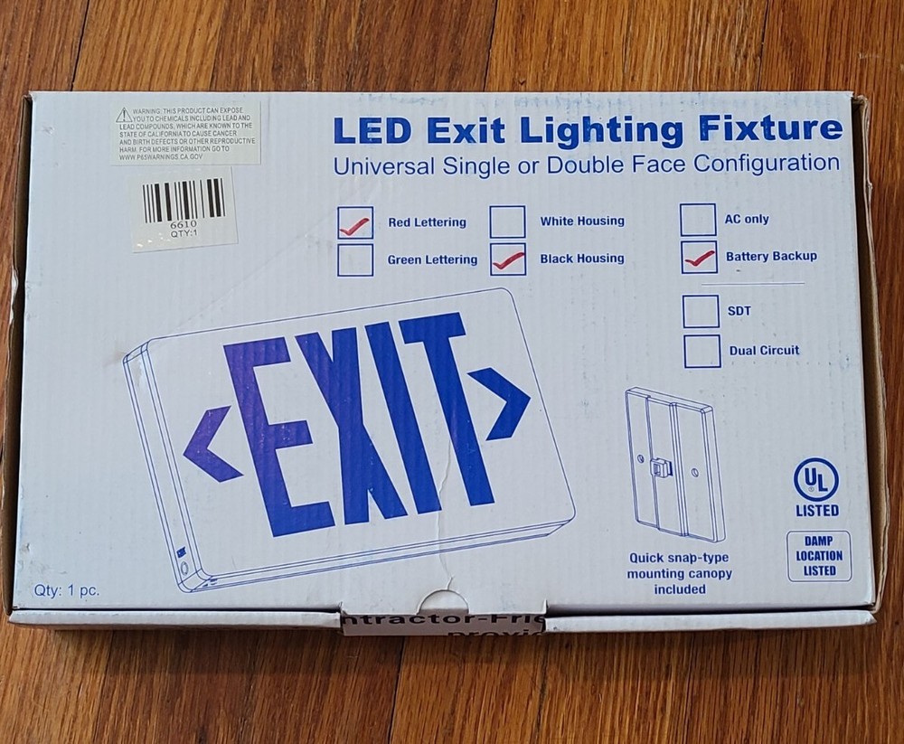 Single or double faced LED - EXIT - sign | Black Housing | Red Lettering | NEW