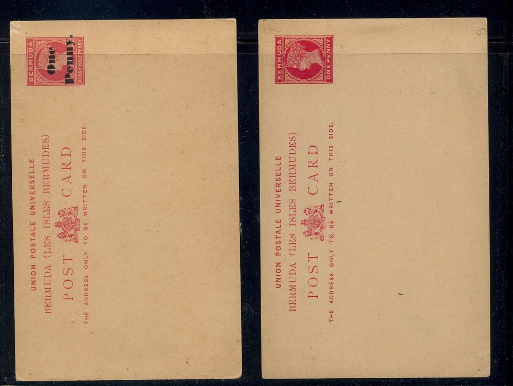 Bermuda  2  postal cards, one revalued  unused