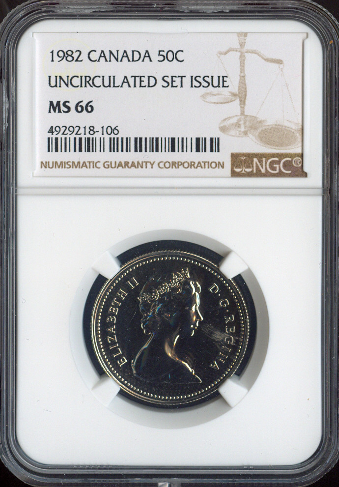 1982 Canada 50 Cents 50C NGC MS66 - Quality