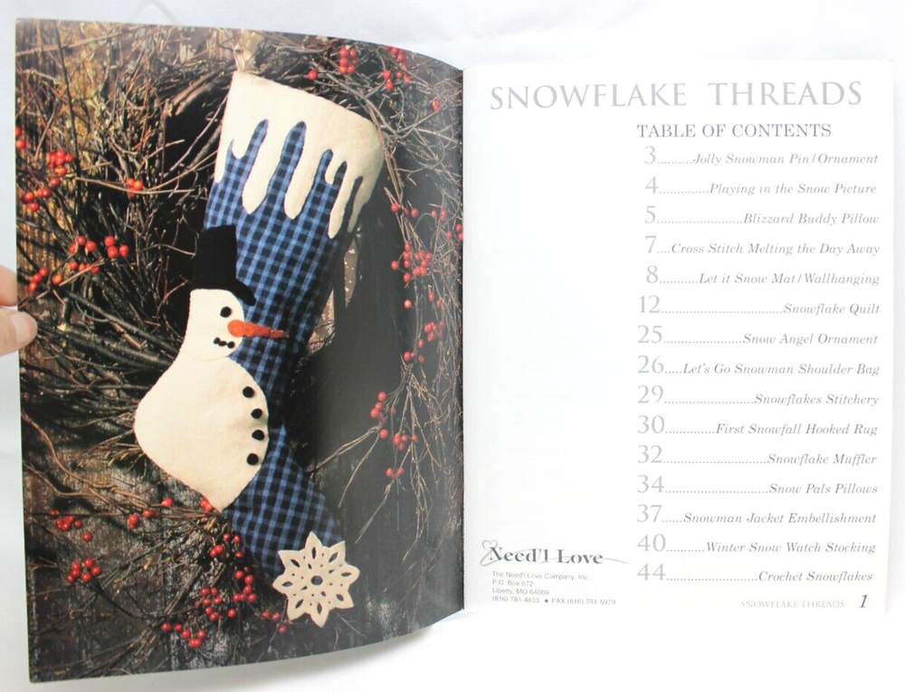 Need I Love SNOWFLAKE THREADS Needlecraft Project/Pattern Book Quilt Crochet
