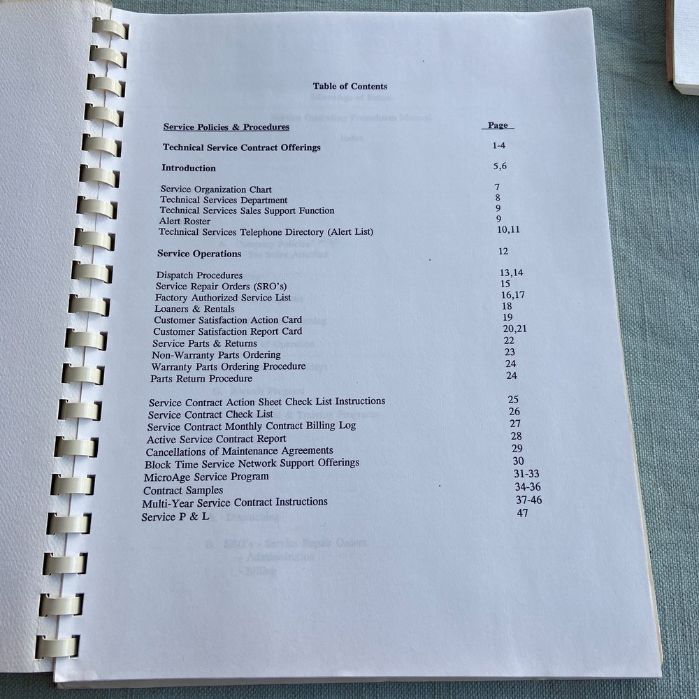 Vintage MicroAge Computer Solutions Technical Services Operations Manual Paper E