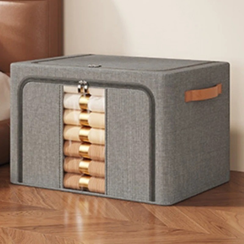 Stackable Foldable Fabric Storage Bins with metal frame and handle - 2pk