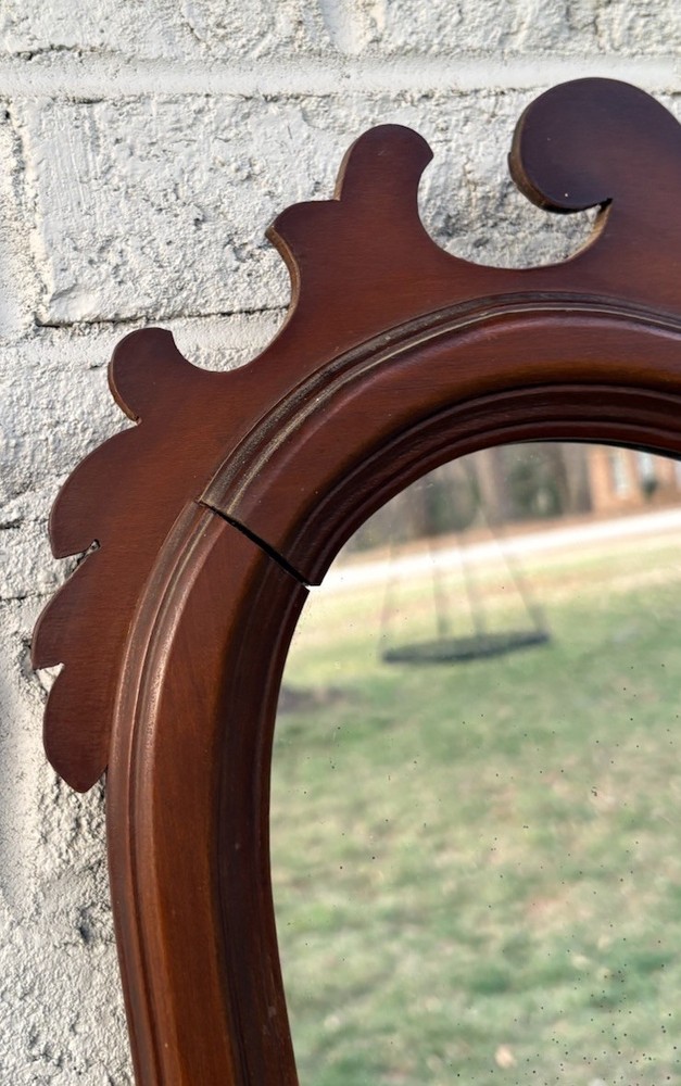 Vintage Mahogany Framed Chippendale Style Broken Arch Wall Mirror