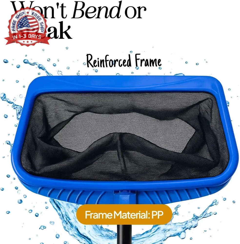 Lime Ultra-Durable Pool Skimmer Net - Deep Fine Mesh for Efficient Leaf & Debris