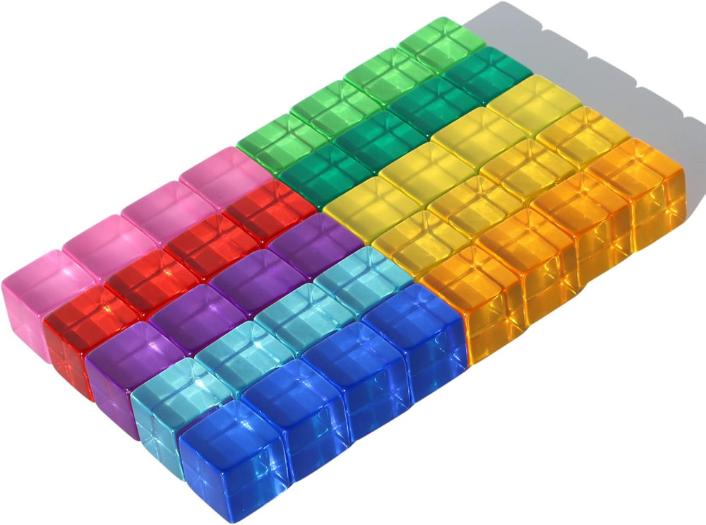 Candywood Rainbow Acrylic Gem Cubes Blocks Children Educational Sensory Training