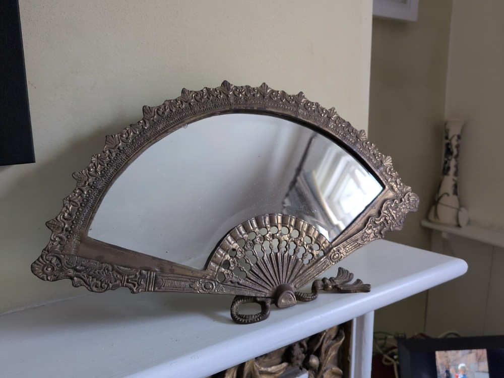 Vintage Brass Fan Mirror