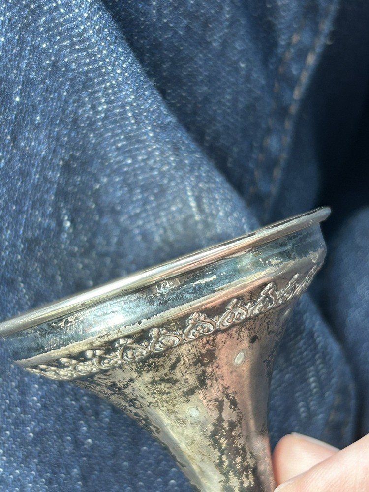Vintage Heavy Sterling Silver Goblet Kiddush Cup Repousse