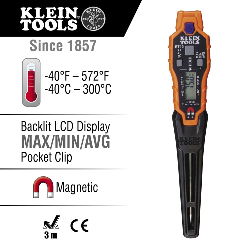 Magnetic Digital Pocket Thermometer with Backlit Display and Temperature Range