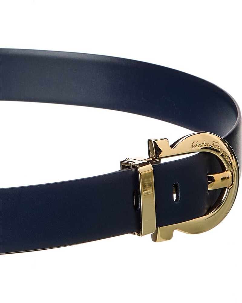 Ferragamo Leather Belt Women's Blue 100